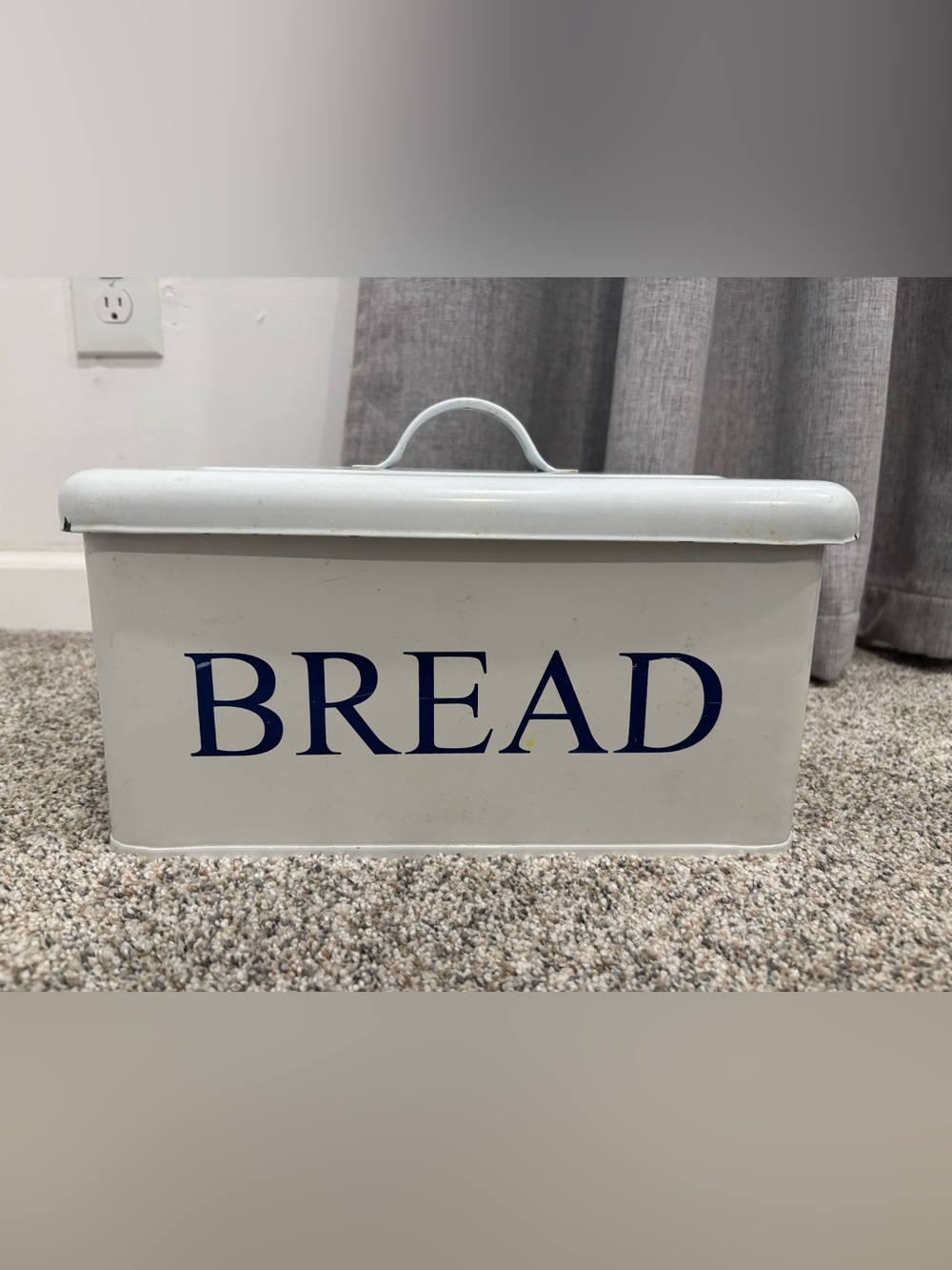 Vintage White Porcelain Enamel Bread Box Heavy Duty Farmhouse Kitchen Decor